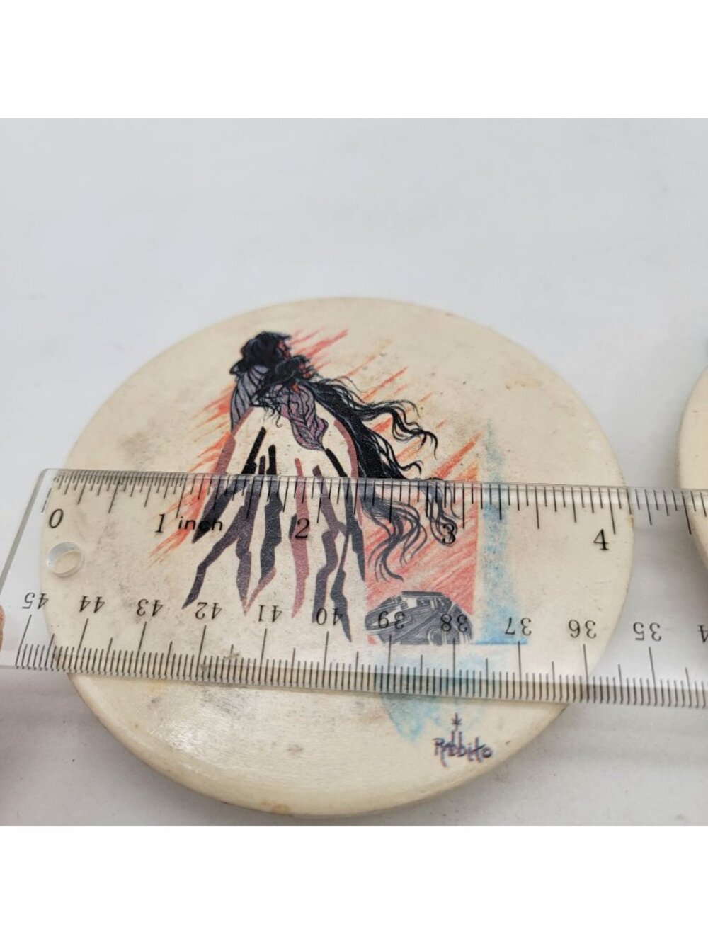 William B. Rabbit Native American Sandstone Coaster Set of 2 - Picture 5 of 7